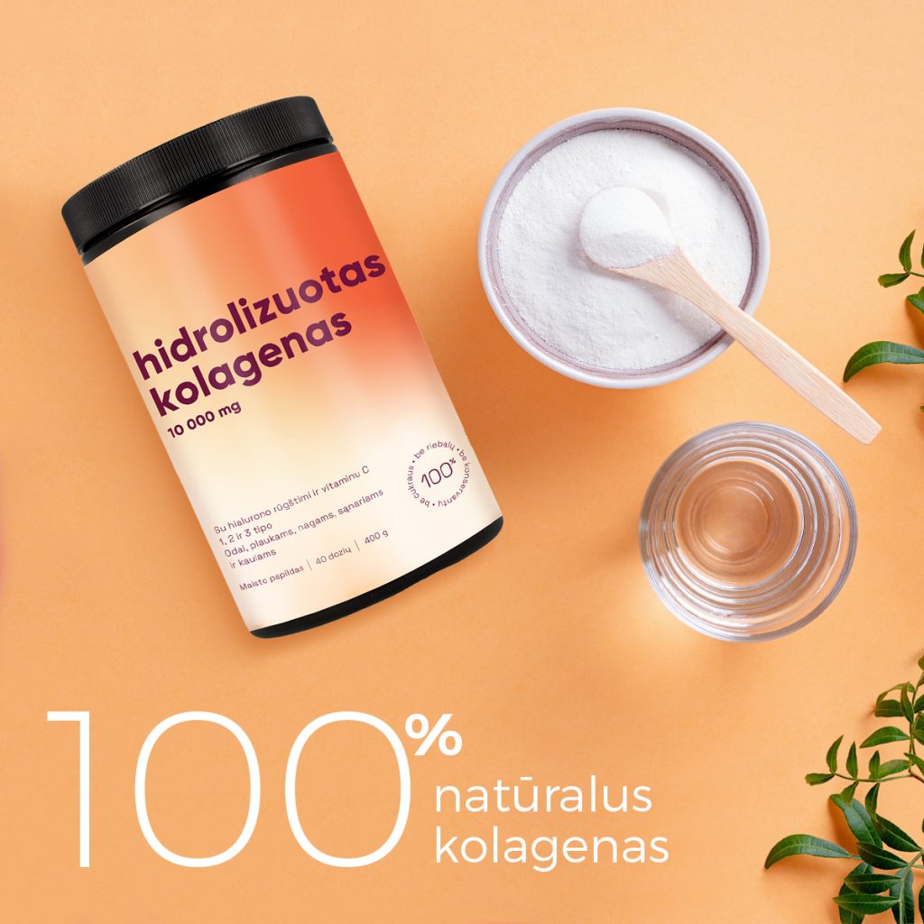 Hidrolizuotas kolagenas 10000mg su Hialurono rūgštimi ir vitaminu C, 400g