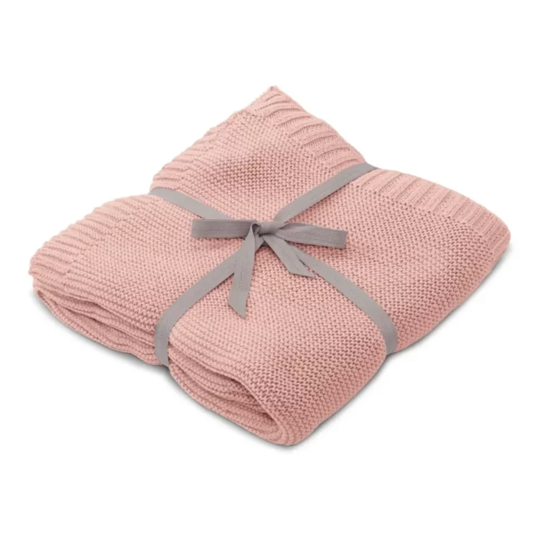 Rausvas megztas pledukas kūdikiui