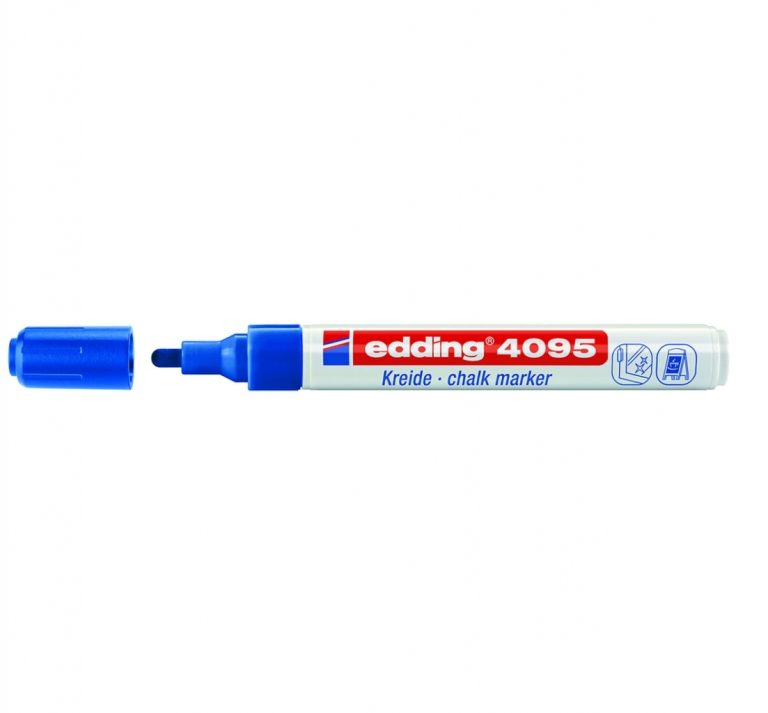 Kreidinis žymeklis Edding 4095, apvaliu galiuku, 2-3mm, mėlynos spalvos
