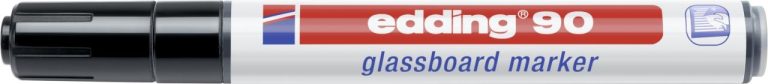 *Žymeklis stiklinei lentai Edding 90, apvaliu galiuku, 2-3mm, juodos spalvos
