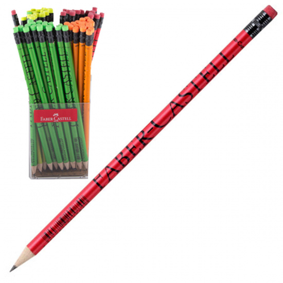 *Pieštukas Faber-Castell Neon, su trintuku, padrožtas, neoninių spalvų