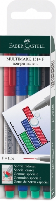 Nepermanentinių žymeklių rinkinys Faber-Castell Multimark, F 0,6mm, 4vnt