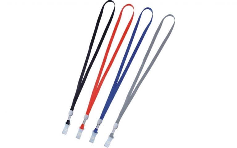Kaklajuostė vardinei kortelei Deli, su plastikiniu spaustuku, 10x485mm, įvairių spalvų