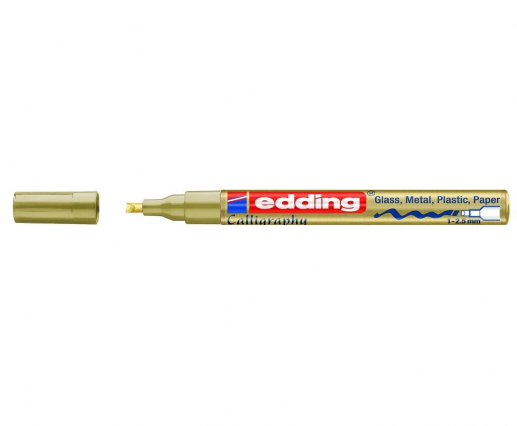 Kaligrafinis žymeklis Edding 753, lako pagrindu, kirstu galiuku, 1-2,5mm, auksinės spalvos