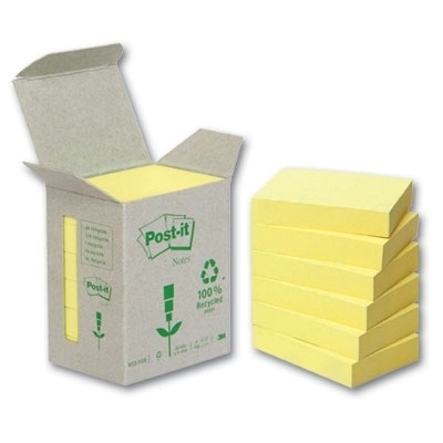 Lipnūs lapeliai Post-it, 38x51mm, ekologiški, 6×100 lapelių, gelsvos spalvos