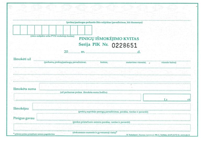 Pinigų išmokėjimo kvitas A5, su numeracija, SC 100l, 0075