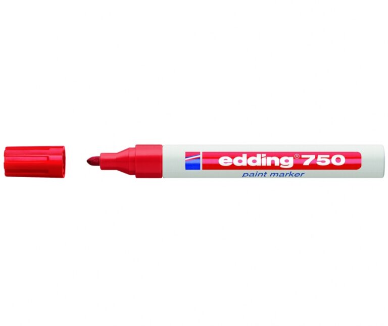 Žymeklis Edding 750 lako pagrindu, apvaliu galiuku, 2-4mm, raudonos spalvos