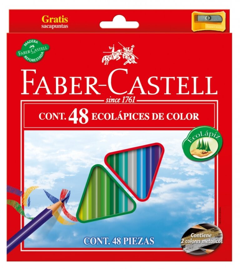 *Spalvoti pieštukai Faber-Castell Eco, 48 spalvų + drožtukas