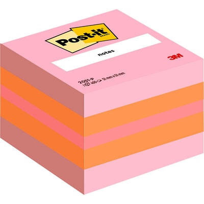 Lipnūs lapeliai Post-it, 51x51mm, 400 lapelių, rožinės spalvos