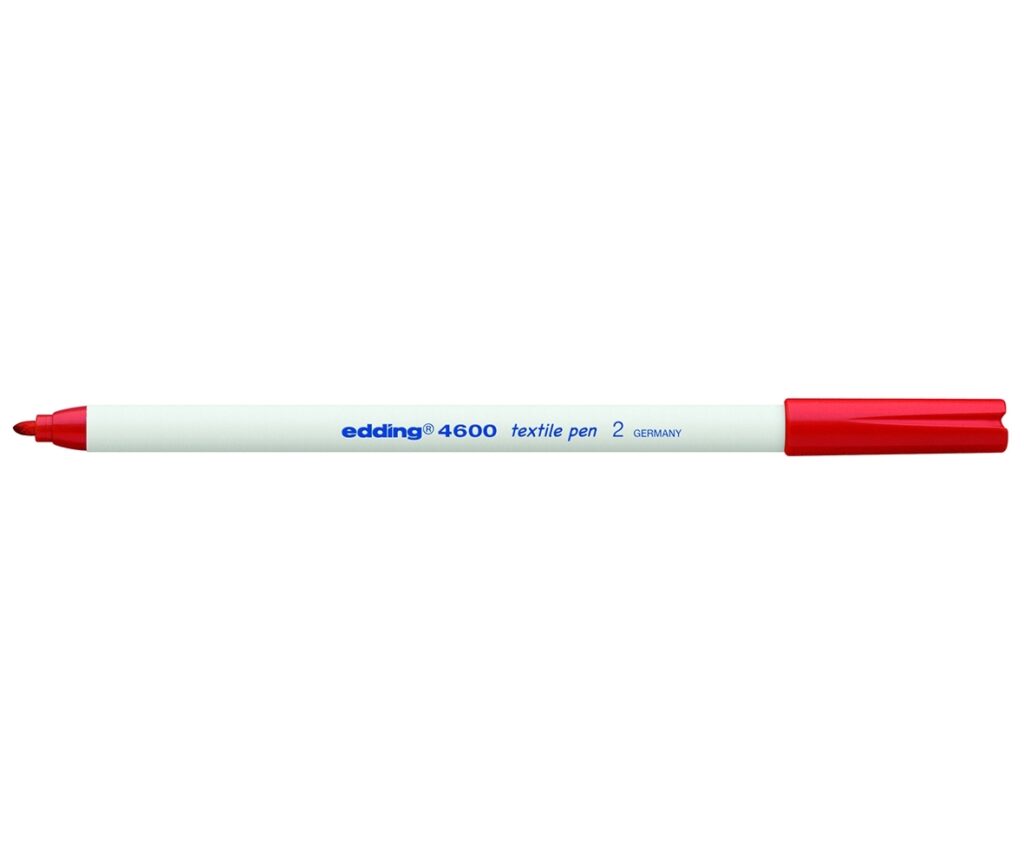 Tekstilės žymeklis Edding e-4600, apvaliu galiuku, 1mm, raudonos spalvos