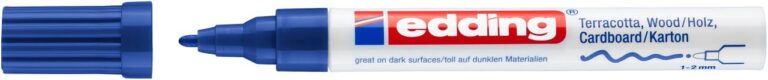 *Žymeklis Edding 4040 lako pagrindu, apvaliu galiuku, 1-2mm, skirtas dekoravimui, matinės mėlynos spalvos
