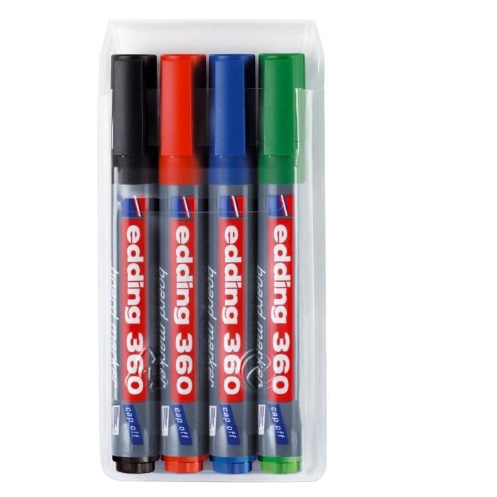 Žymeklių baltai lentai rinkinys Edding 360, 1.5-3mm, apvaliu galiuku, 4 spalvos