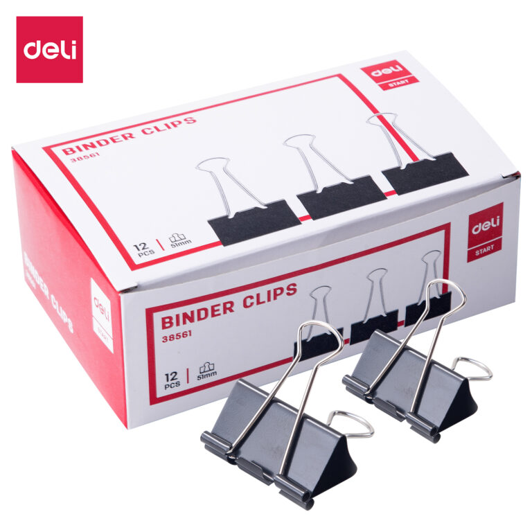 Spaustukai DELI 51mm 12vnt/pak, juodos spalvos