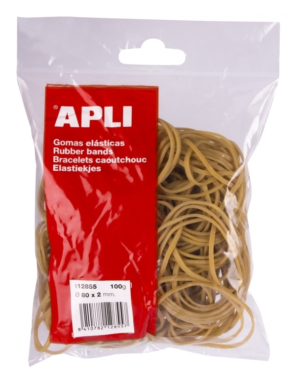 Kanceliarinės gumelės Apli, 80x2mm, 100g, natūralios spalvos