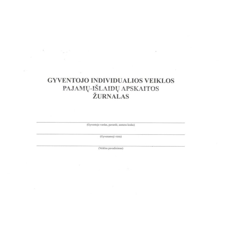 Gyventojo individualios veiklos pajamų-išlaidų apskaitos žurnalas, A4, 24 lapai