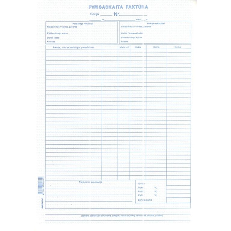 PVM sąskaita faktūra, A4, 50×2 lapelius