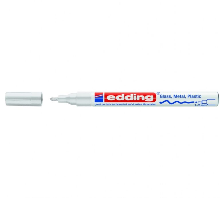Žymeklis Edding 751 lako pagrindu, apvaliu galiuku, 1-2mm, skirtas dekoravimui, baltos spalvos