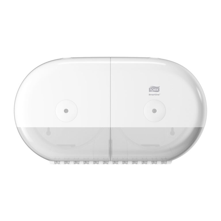 Laikiklis tualetiniam popieriui Tork Smart One Mini Twin T9 (682000), baltos spalvos, plastikinis