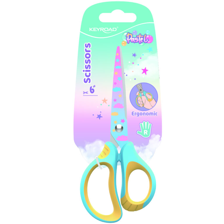 Žirklės Keyroad 15.5cm, pastelinių spalvų, ergonomiškos