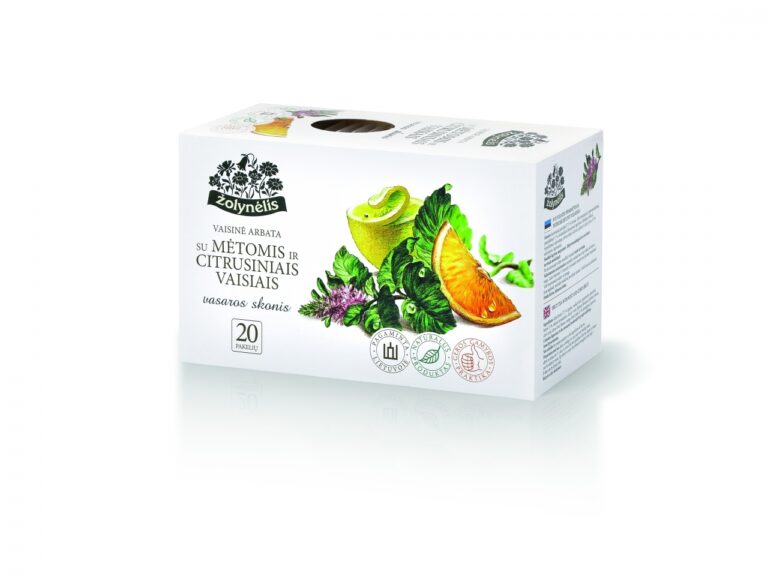 Vaisinė arbata Žolynėlis, VASAROS SKONIS, su mėtomis ir citrusiniais vaisiais, 20 x 2,5 g