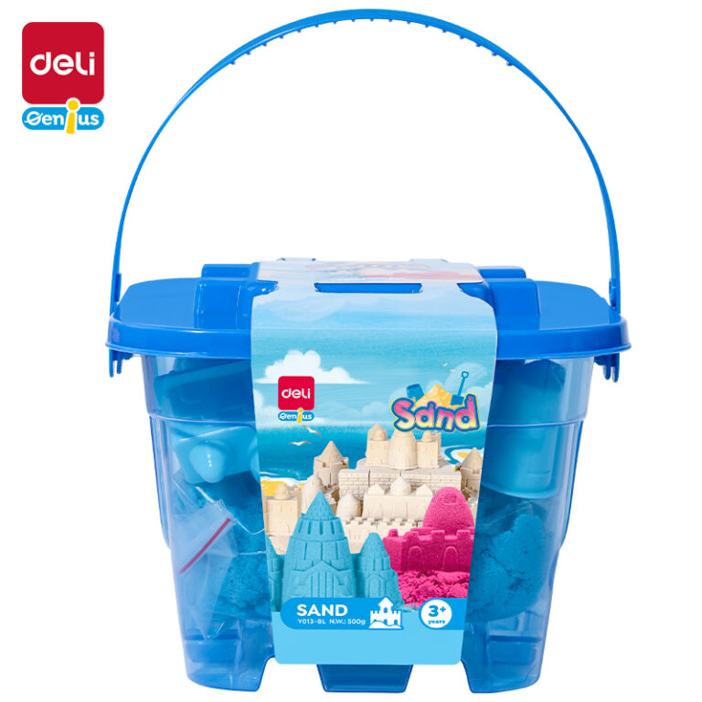 Kinetinis smėlis DELI, 0.5kg, + 6 formelės, mėlynos spalvos