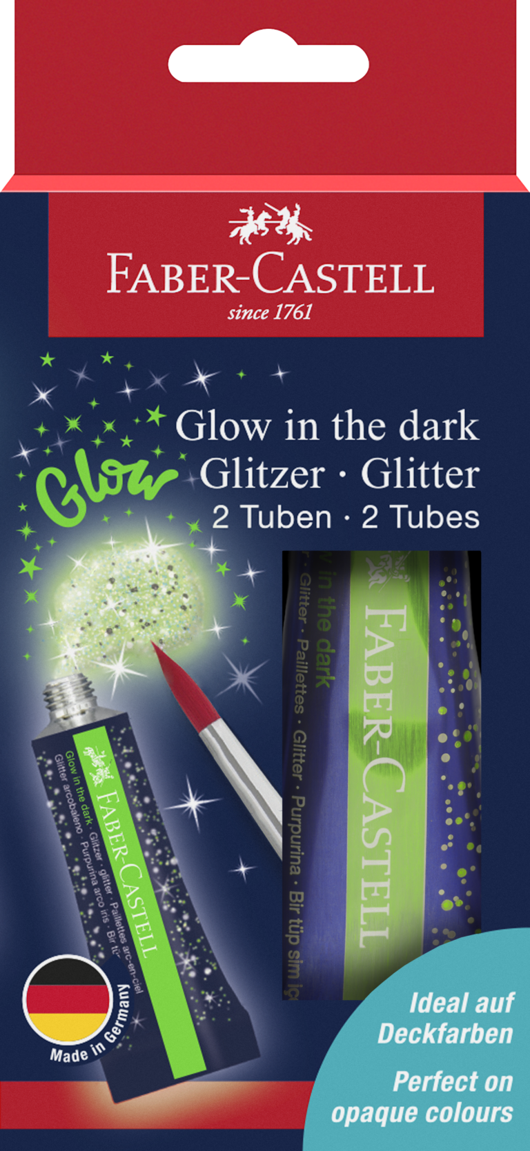 Blizgus gelis Faber-Castell 12ml, 2vnt, šviečiantis tamsoje