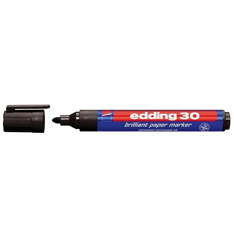Žymeklis popieriui Edding 30 brilliant, apvaliu galiuku, 1.5-3mm, juodos spalvos