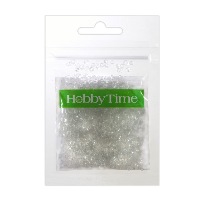 Karoliukai, apvalūs, skaidrūs, 2mm 10g, sidabrinės spalvos nr 1