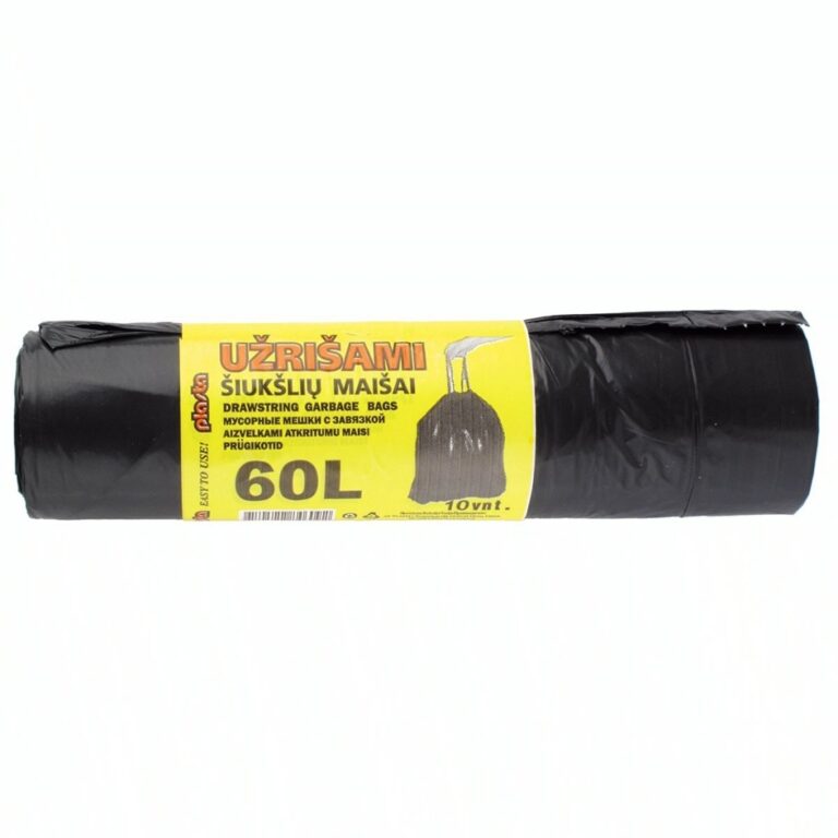 Šiukšlių maišai, 60l, užrišami, LDPE, 10vnt.