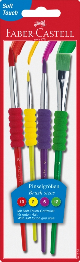 Teptukų rinkinys Faber-Castell soft touch, 4vnt/pak, nr.2,6,10,12