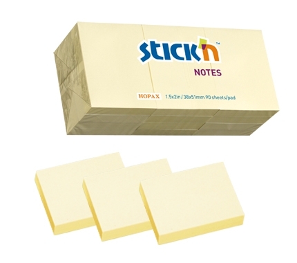 Lipnūs lapeliai Stick´N 21530, 38x51mm, 12×100 lapelių, geltonos spalvos