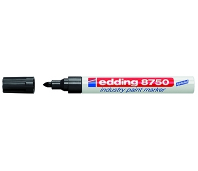 Žymeklis Edding 8750, apvaliu galiuku, 2-4mm, su aliejiniu tušu, skirtas pramonei, juodos spalvos