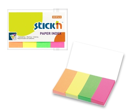 Popieriniai žymekliai Stick´N 21205, 50x20mm, 4 neoninės spalvos po 50vnt.