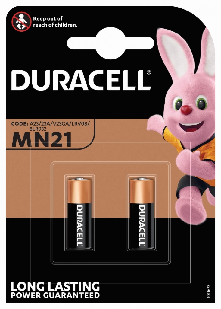 Elementai Duracell MN21 (A23) 12V, šarminis, auto signalizacijai, 2 vnt, blisteryje