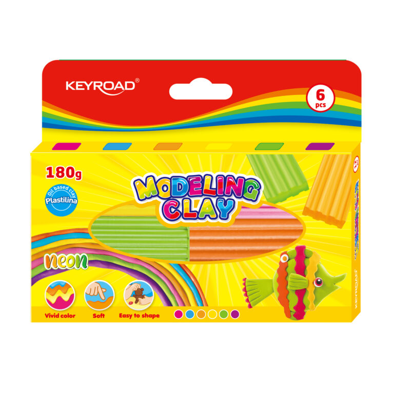 Plastilinas Keyroad, 6 neoninės spalvos