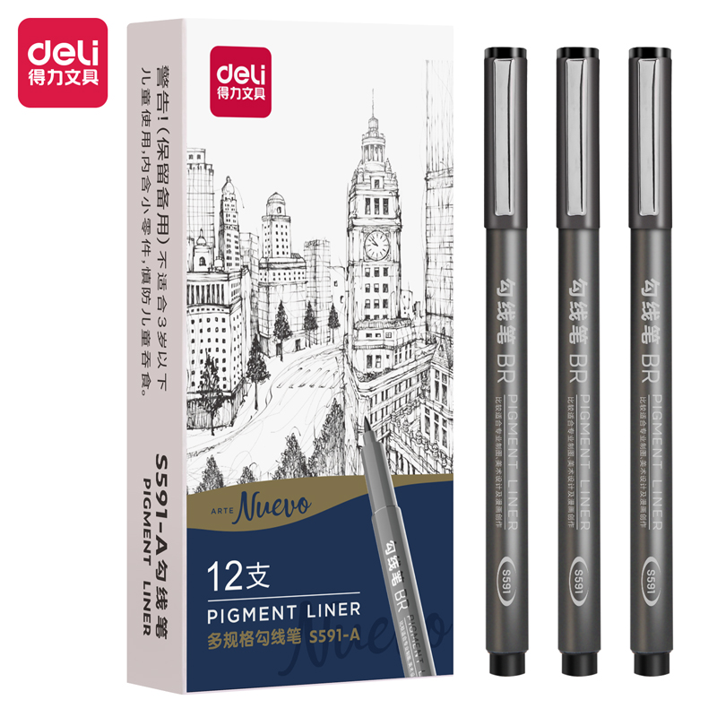 Teptukinis rašiklis DELI Pigment juodas Teptukinis rašiklis DELI Pigment juodas