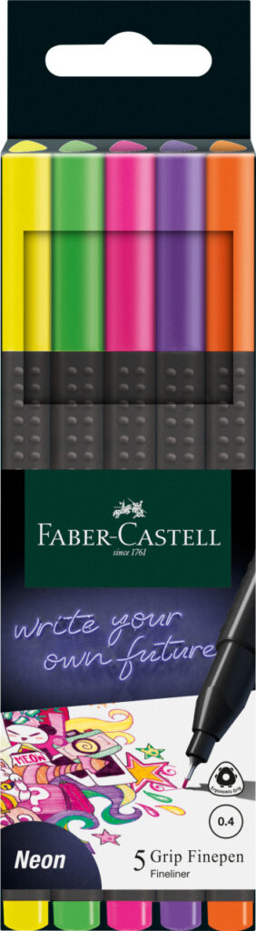 Rašiklis Faber-Castell FinePen, 0.4mm, 5 neoninių spalvų