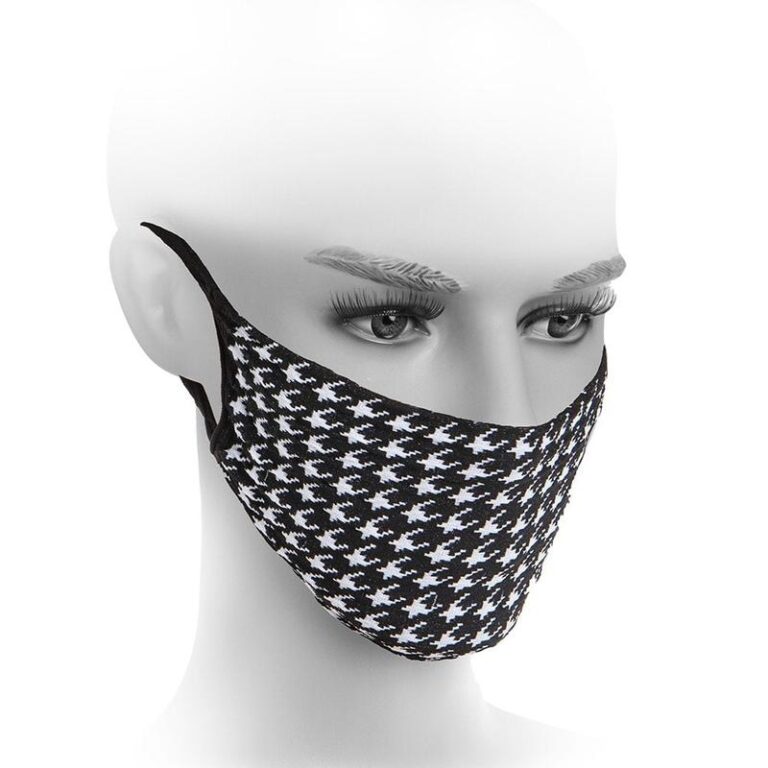 *Daugkartinė apsauginė veido kaukė Fiore, juoda – balta