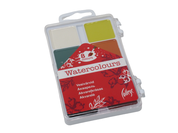 *Akvareliniai dažai College, medaus pagrindu, 8 spalvų