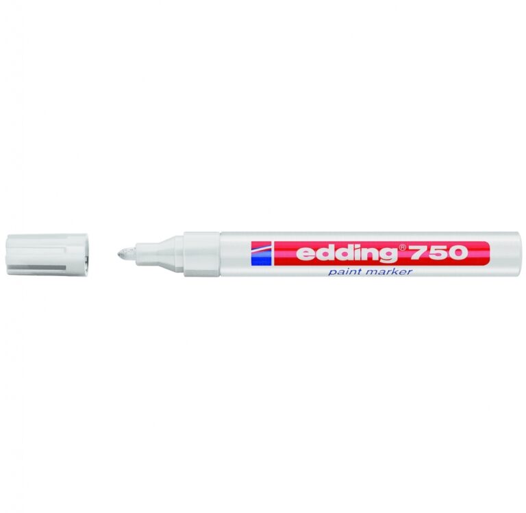 Žymeklis Edding 750 lako pagrindu, apvaliu galiuku, 2-4mm, baltos spalvos