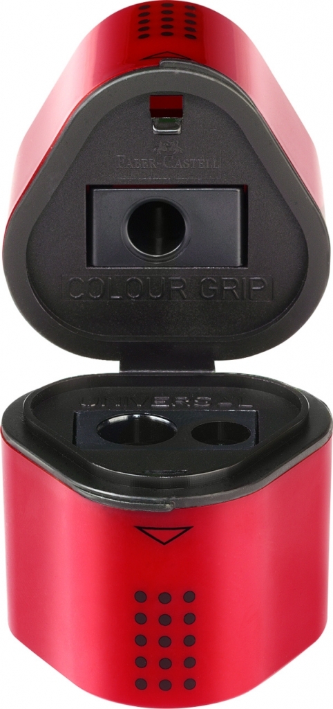 Drožtukas Faber-Castell Grip 2001, su konteineriu, raudonos arba mėlynos spalvos