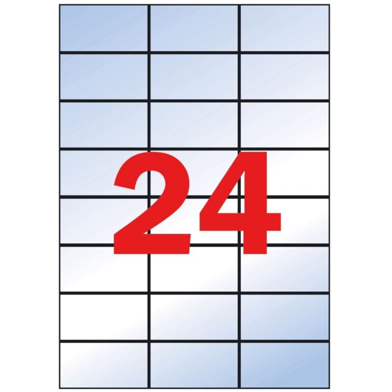 Lipnios etiketės Apli, A4, 70x37mm, 24 etiketės lape, matinės, 20 lapų, skaidrios
