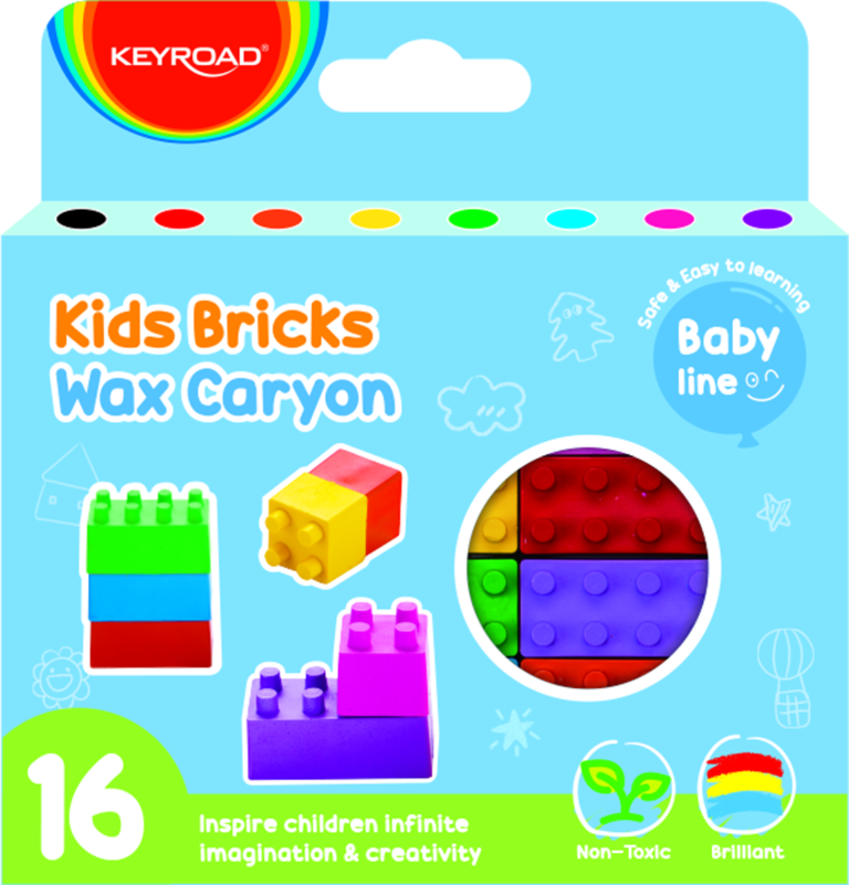 Vaškinės kreidelės-kaladėles Keyroad, 16 spalvų