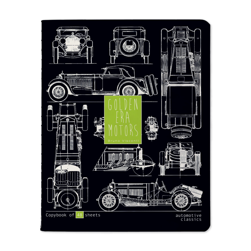 Sąsiuvinis Bruno Visconti A5, Blueprint.Car, 5×5 langeliais, 48 lapų