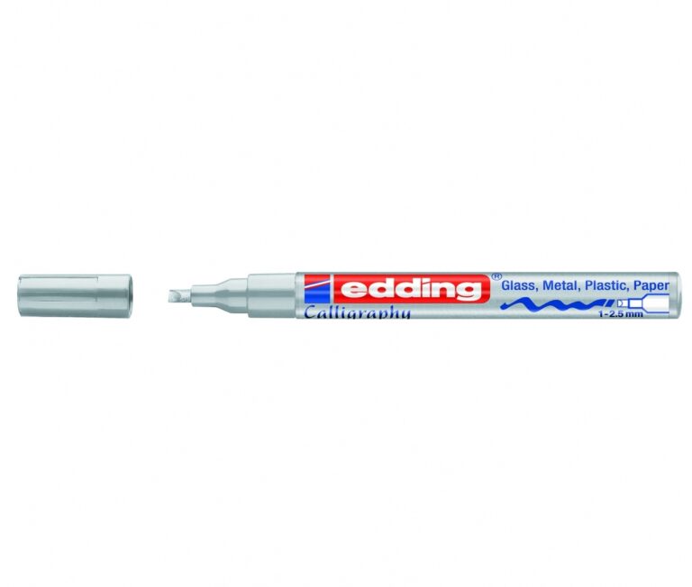 Kaligrafinis žymeklis Edding 753, lako pagrindu, kirstu galiuku, 1-2,5mm, sidabrinės spalvos