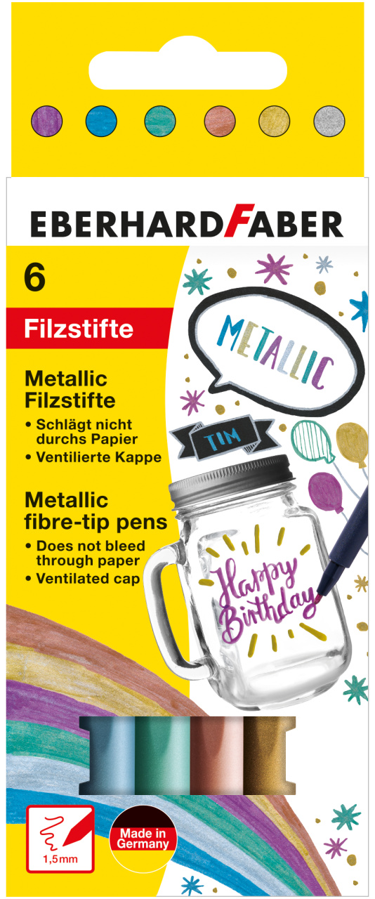 *Flomasteriai EberhardFaber, metallic, 6 spalvų