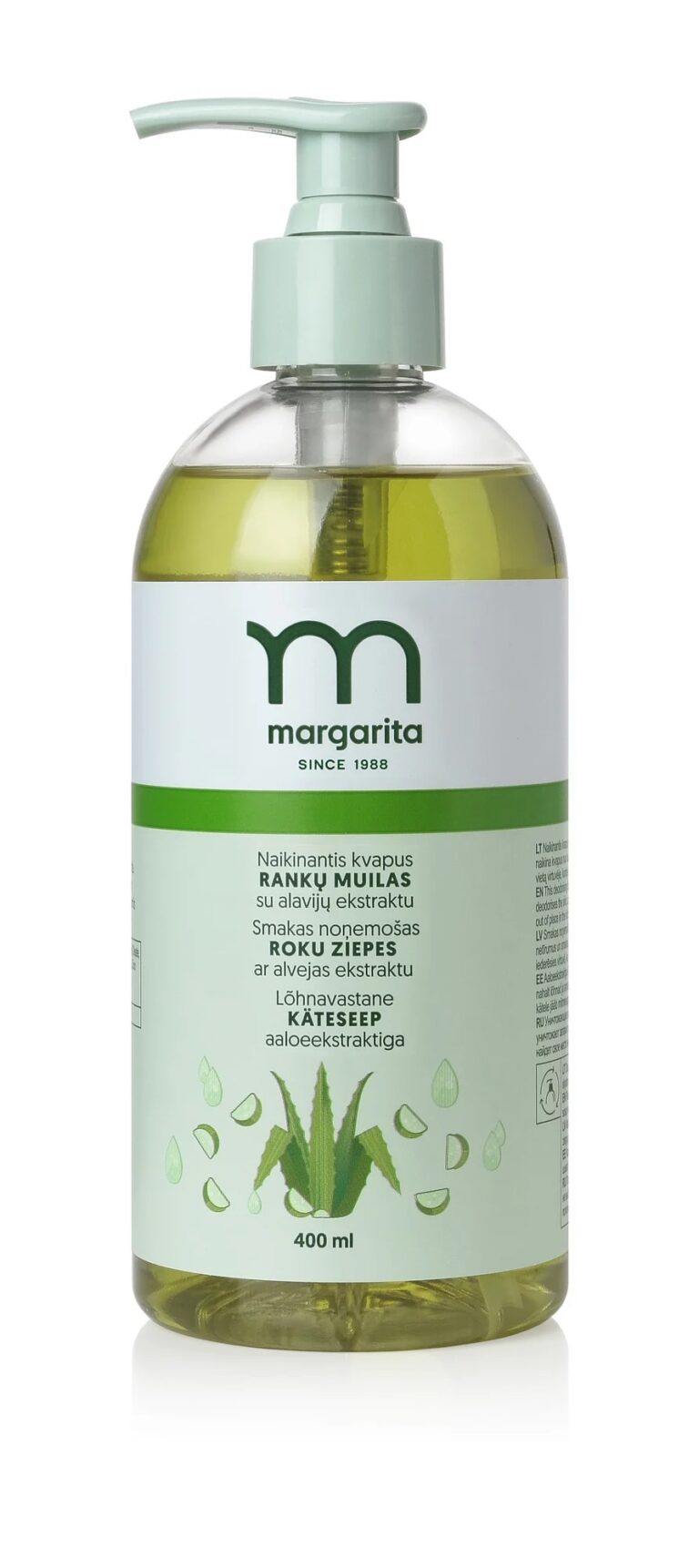 Rankų muilas Margarita, naikinantis kvapus su alavijų ekstraktu 400ml