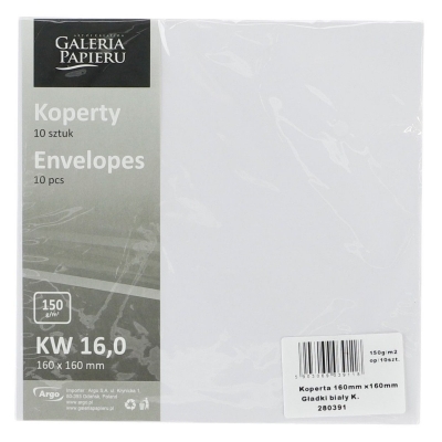 Dekoratyviniai vokai 160×160 mm white 150 g/m2 10 vnt/pak