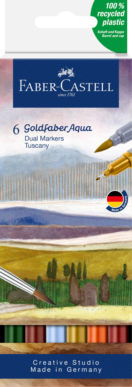 Akvareliniai žymekliai Faber-Castell Gofa Aqua Tuscany, 6 spalvų