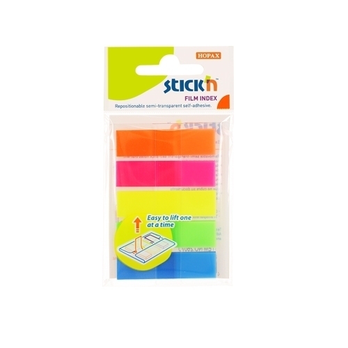Plastikiniai žymekliai StickN 26070, 45×12,5mm, 5x20L, įvairių spalvų, blisteryje